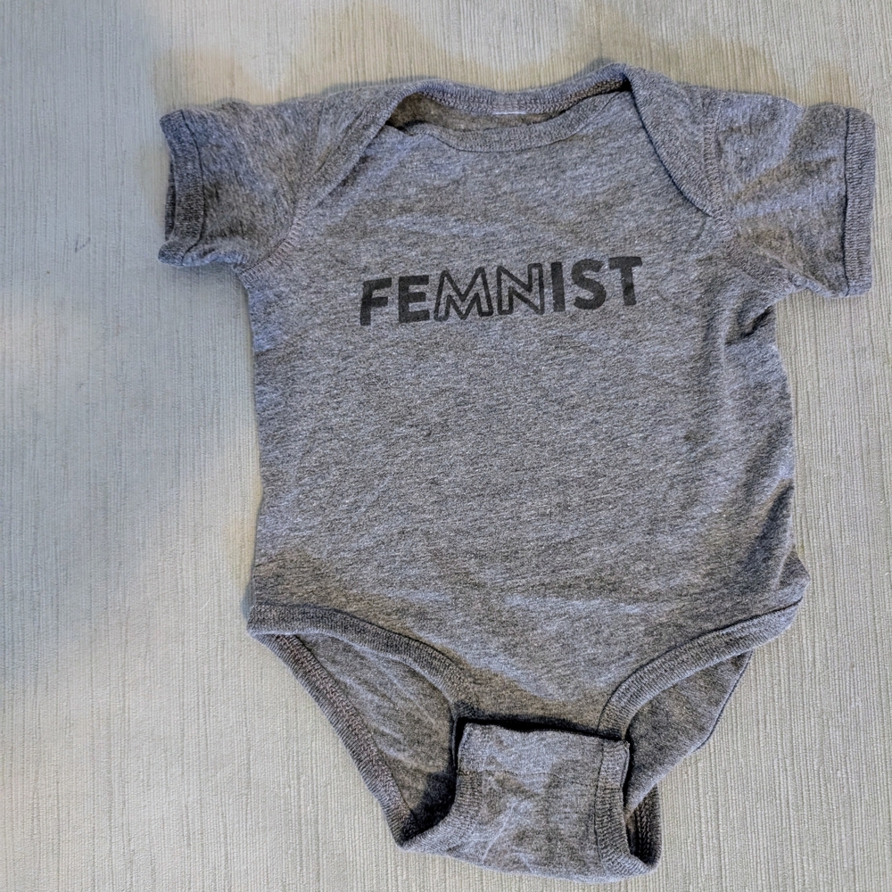 Gray Feminist Baby Onesie